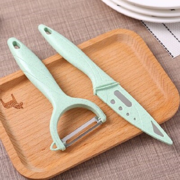 Cuchillo y pelador de frutas 2 uds. verde claro Cuchillo y pelador de frutas 2 uds. verde claro