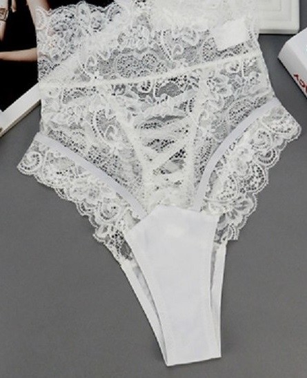 Cuecas de renda sexy de cintura alta J1150 branco L