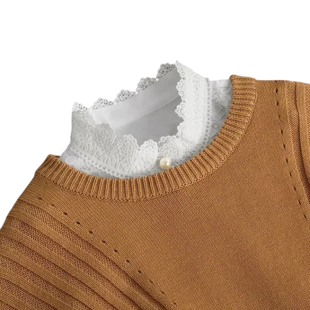 Cuello falso para mujer, cuello alto con encaje, elegante cuello desmontable, cuello decorativo para suéter, blusa, vestido, moda blanco