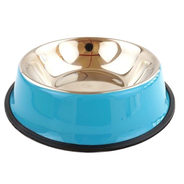 Cuenco de acero inoxidable para perros y gatos. azul