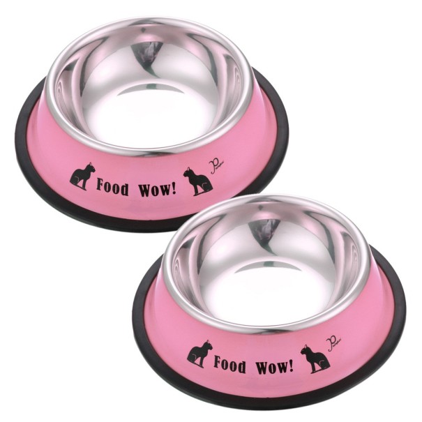 Cuenco de acero inoxidable para perros y gatos. rosa