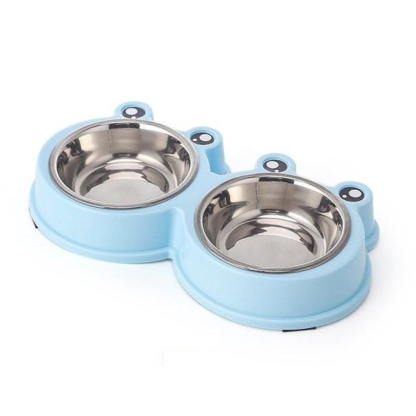 Cuenco de agua y comida para perros azul