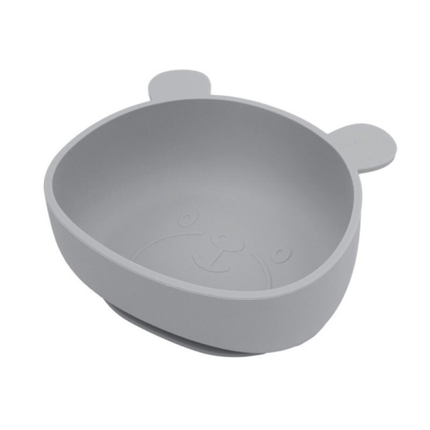 Cuenco de silicona con orejas gris