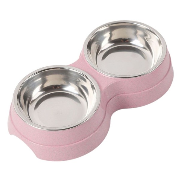 Cuenco doble para perros y gatos rosa claro Cuenco doble para perros y gatos rosa claro