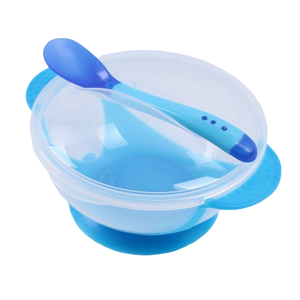 Cuenco para niños con cuchara azul