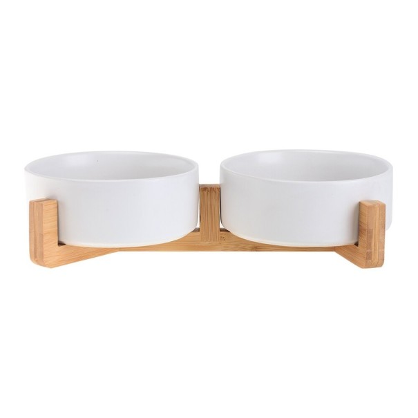 Cuencos de cerámica para gatos con soporte blanco