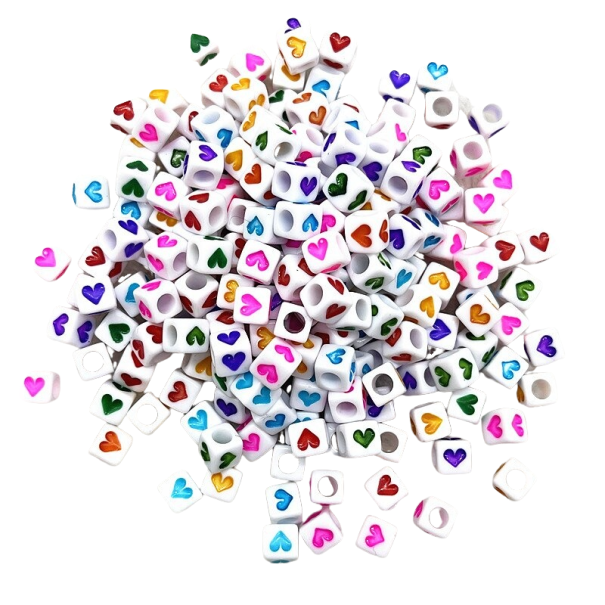 Cuentas de hilo con estampado de corazones 100 uds. 2