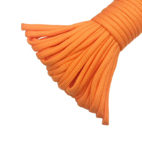 Cuerda de paracord de poliéster 31 m Grosor 4 mm Cuerda resistente y universal para actividades al aire libre, camping, senderismo, deportes y manualidades naranja