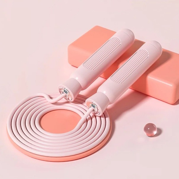 Cuerda de saltar ajustable con mango antideslizante y rodamiento 3 m Longitud según altura Cardio en casa para mujeres, hombres y niños Diseño colorido rosa