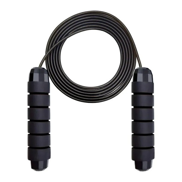 Cuerda para saltar de velocidad con rodamientos de bolas y mango de color Cuerda ajustable Ayuda para la resistencia, velocidad y mejora del estado físico negro