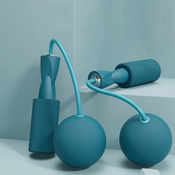Cuerda para saltar sin costuras con bolas grandes de 6,5 cm Para entrenamiento en casa Pérdida de grasa Cuerda para saltar Sin balanceo También apta para interiores azul