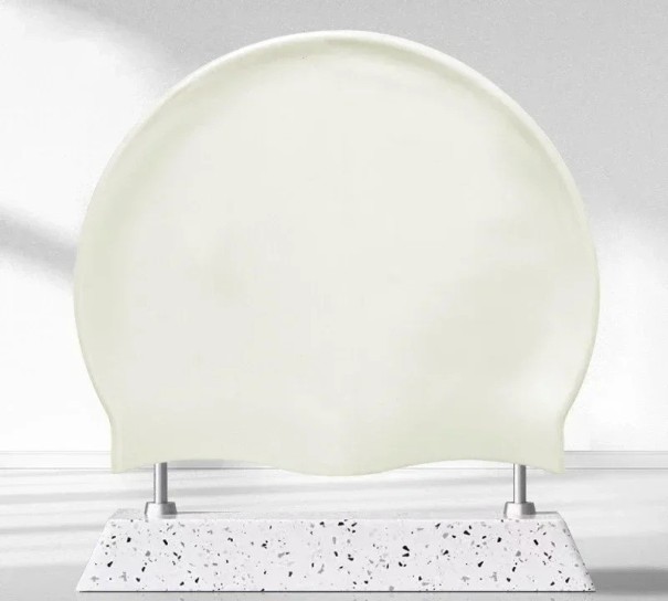 Cuffia da nuoto in silicone impermeabile Cuffia da piscina Taglia S elastica Attrezzatura per nuotatori antiscivolo bianco