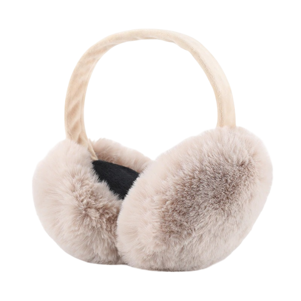 Cuffie pelose Beige