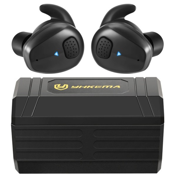 Cuffie wireless YHKEMA EB10 Bluetooth con protezione elettronica dell'udito e isolamento acustico NRR22, autonomia 8-13 ore, powerbank nero