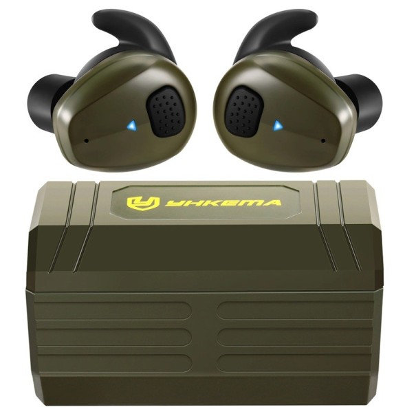 Cuffie wireless YHKEMA EB10 Bluetooth con protezione elettronica dell'udito e isolamento acustico NRR22, autonomia 8-13 ore, powerbank verde militare