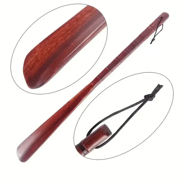 Cuillère en bois pour chaussures 54 cm Poignée longue flexible Conception professionnelle solide Outil ergonomique pour enfiler facilement 1
