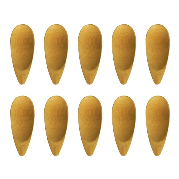 Cuillères en bambou pour épices 10 pcs Petites spatules pour bocaux et pots en cuisine Forme goutte d'eau avec pointe effilée 10 x 4 cm 1