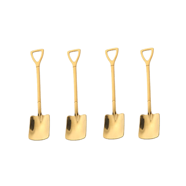 Cuillères en forme de pelle 4 pcs doré