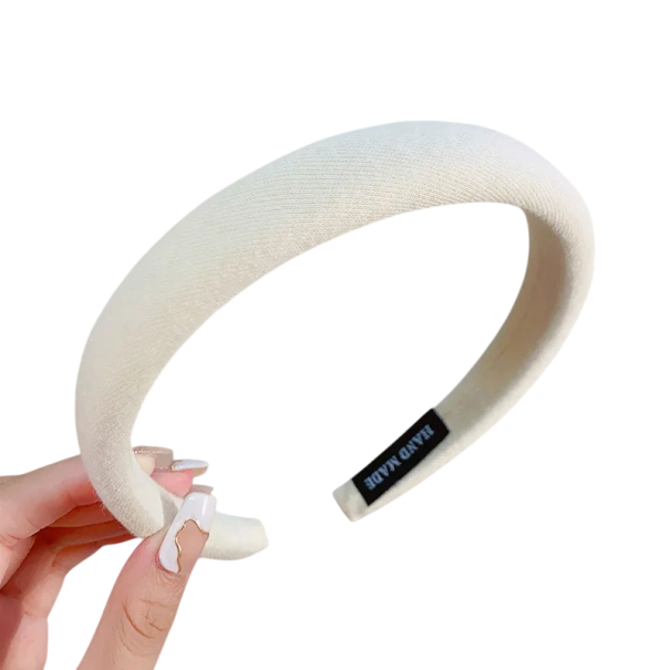 Culoare clasică, bandă de păr lată, 12 cm, dimensiune universală, bandă de păr din material căptușit, accesoriu elegant pentru femei alb