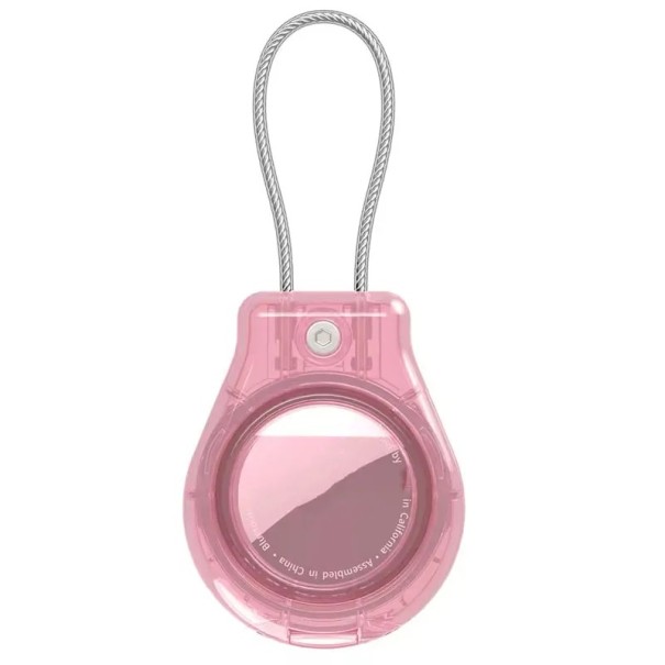 Culoare impermeabilă pentru cheie Apple AirTag cu cablu de sârmă. Husa de protecție împotriva pierderii pentru bagaje, rucsacuri și accesorii de călătorie roz