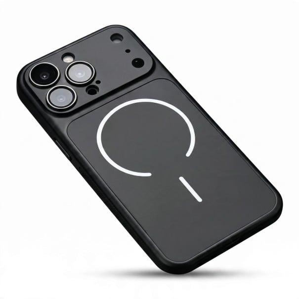 Culoare magnetică pentru iPhone 17 compatibilă cu MagSafe Sticlă nano mată Încărcare wireless Aliniere precisă Protecție spate negru