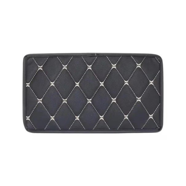 Culoare pentru suportul de cot 29 x 19 cm Husa universală din piele neagră cu detalii albe Protector impermeabil și rezistent la praf pentru suportul auto din piele artificială 1