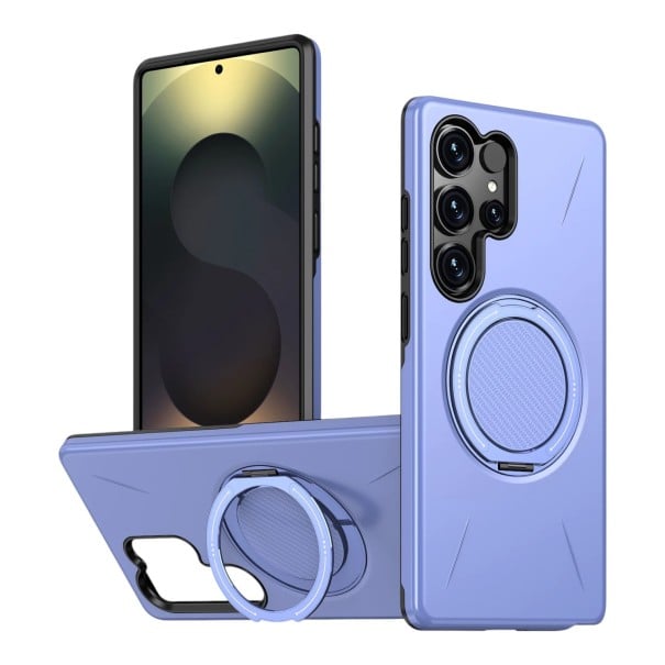 Culoare rezistentă la șocuri pentru Samsung Galaxy A15 cu inel rotativ și suport din plastic dur PC și TPU moale Carcasă pentru telefon violet