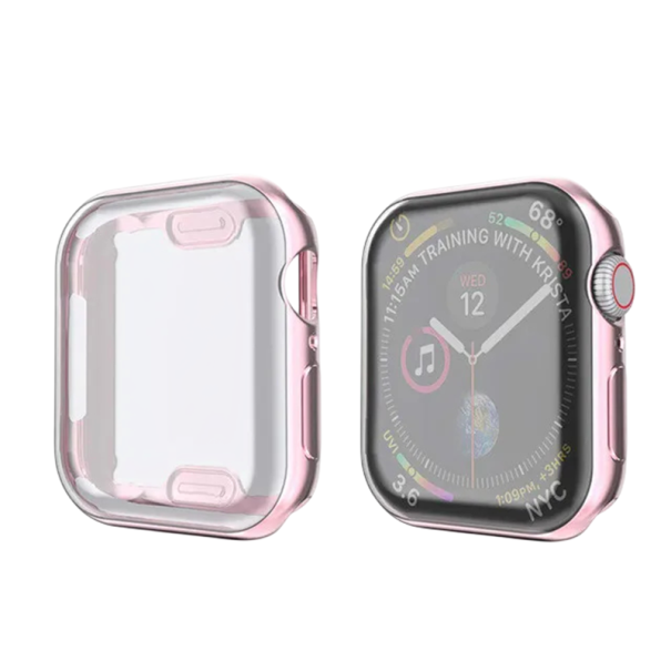 Culoare transparentă pentru Apple Watch 44 mm Series 4 5 6 SE 1 2 Carcasă de protecție cu protecție pentru display 360° Culoare roz