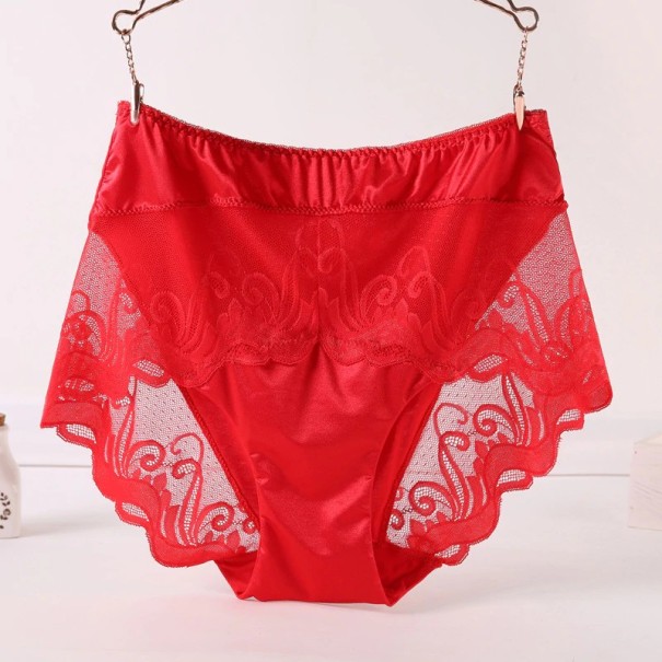 Culottes en dentelle taille haute A704 rouge M