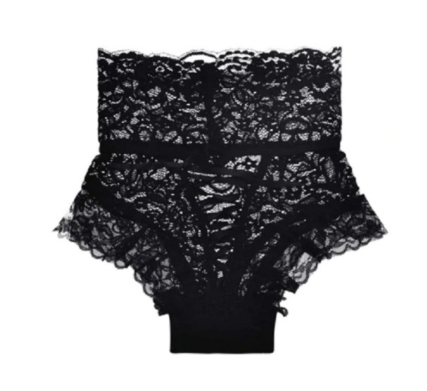 Culottes sexy en dentelle taille haute pour femmes noir XS