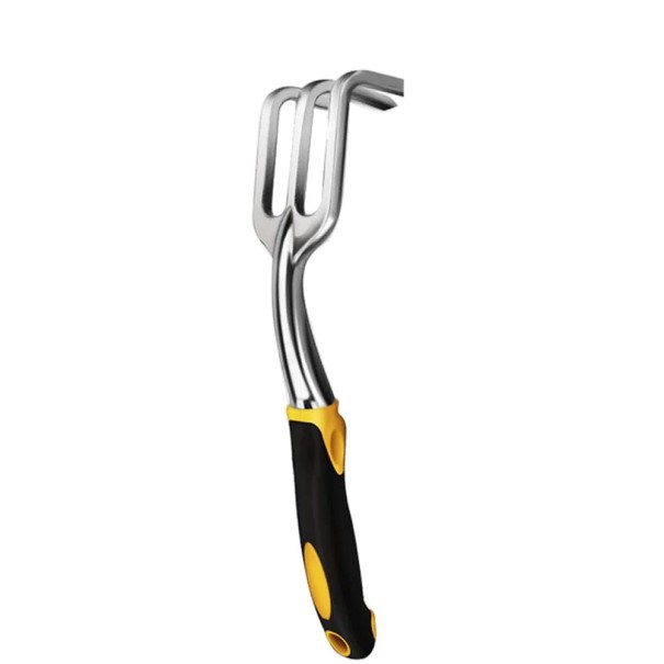 Cultivador de jardín de mano de acero inoxidable con mango ergonómico resistente a la corrosión para airear y mantener parterres 1