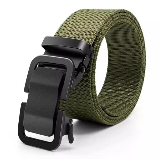 Curea de nailon pentru bărbați 120 x 3,5 cm Curea reglabilă robustă cu cataramă metalică automată Stil sport în aer liber Ușoară pentru purtarea de zi cu zi verde
