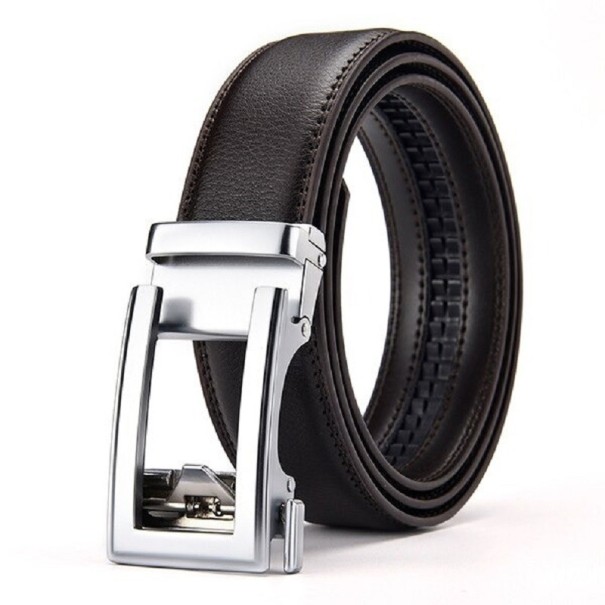Curea de piele pentru bărbați L306 maro inchis 110 cm 2
