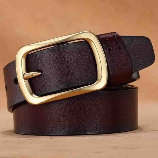 Curea de piele pentru bărbați L370 maro inchis 105 cm