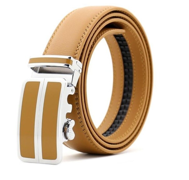 Curea de piele pentru bărbați L385 maro deschis 120 cm