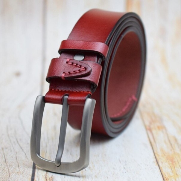Curea de piele pentru bărbați L408 burgundy 115 cm