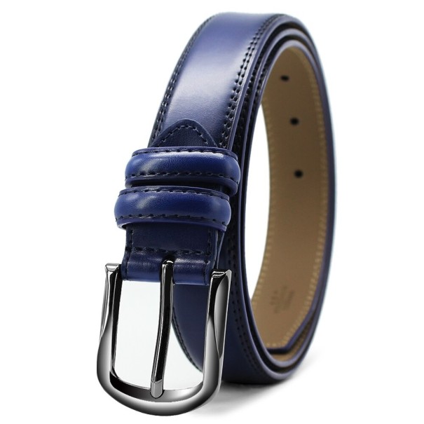 Curea de piele pentru bărbați L466 albastru inchis 115 cm