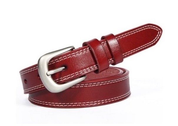 Curea de piele pentru femei burgundy 115 cm Curea de piele pentru femei burgundy 115 cm