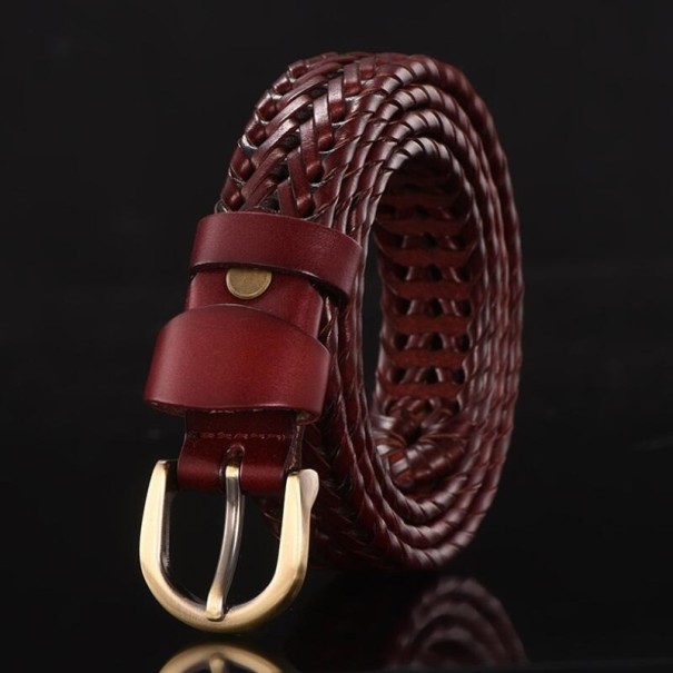 Curea de piele pentru femei L493 burgundy 105 cm