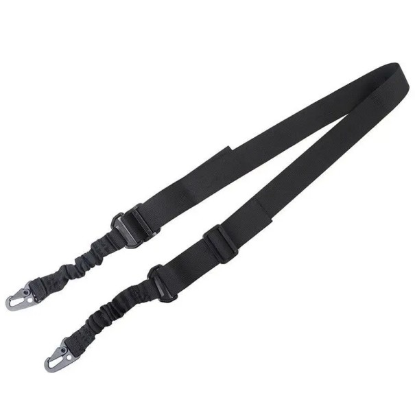 Curea de pușcă cu 2 puncte 135 x 3,8 cm Curea tactică reglabilă cu cataramă metalică Culori neutre Material durabil Utilizare militară Vânătoare negru