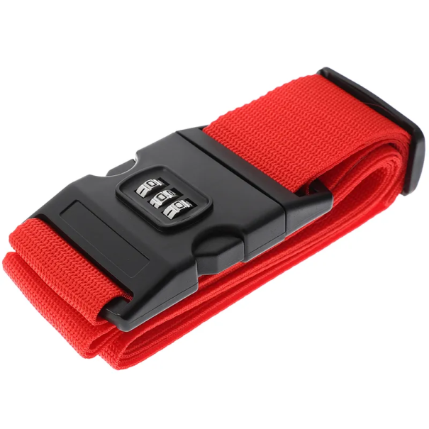 Curea de siguranță pentru valiză 2 x 5 cm cu încuietoare cu cod TSA roșu