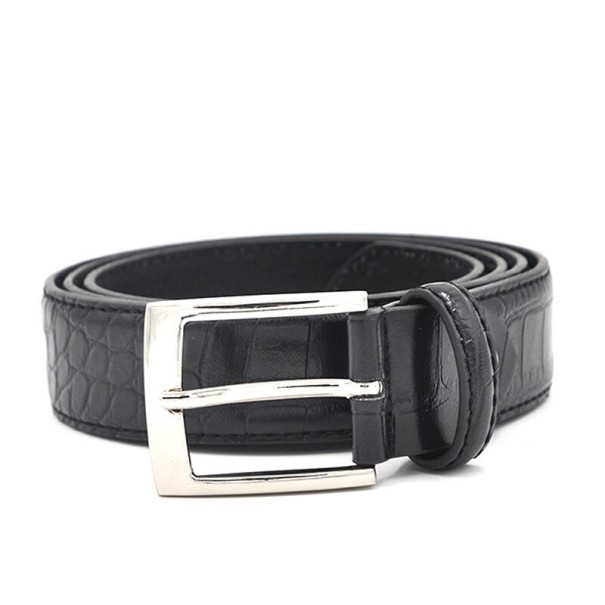 Curea din piele pentru bărbați cu model crocodil negru 115 cm