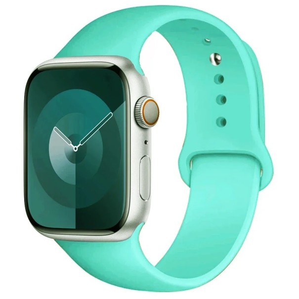 Curea din silicon pentru Apple Watch Series 9 8 7 6 5 4 3 SE Ultra 2 38 mm - 40 mm - 41 mm M-L Rezistentă la apă, curea moale din cauciuc pentru purtare confortabilă pe tot parcursul zilei turcoaz