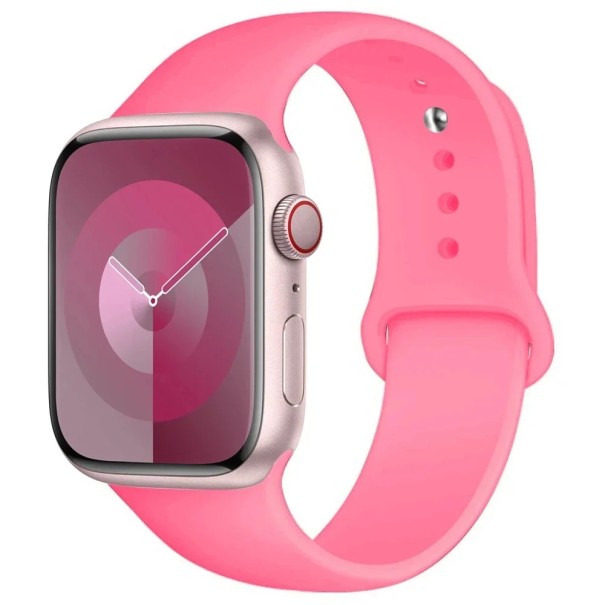 Curea din silicon pentru Apple Watch Series 9 8 7 6 5 4 3 SE Ultra 2 49 mm - 42 - 44 - 45 mm M-L Rezistentă la apă, curea moale din cauciuc pentru purtare confortabilă pe parcursul întregii zile roz închis