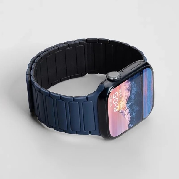Curea din silicon S10 42 mm pentru Apple Watch cu închidere magnetică Compatibilă cu 38 40 41 42 mm Seria 1–10 SE SE 2 Curea confortabilă albastru-negru