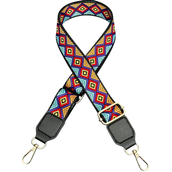 Curea lată ajustabilă pentru geantă 73–130 x 3,8 cm Model geometric colorat în romb 1