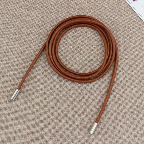 Curea rochie rotunda din piele din piele PU 150 x 0,5 cm Curea eleganta de dama pentru a lega In talie Accesoriu de moda pentru rochii Fuste maro