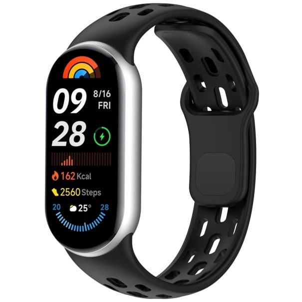 Curea sportivă din silicon respirabilă pentru Xiaomi Mi Band 10 Curea ajustabilă confortabilă rezistentă la transpirație curea ușoară negru