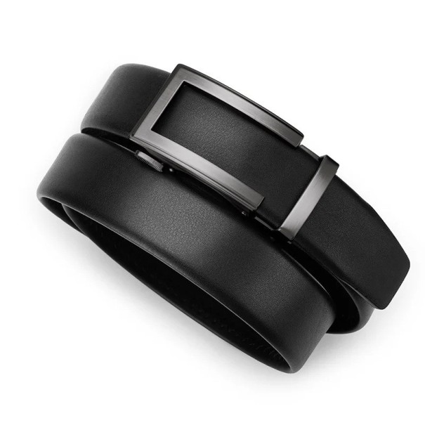 Cureaua barbateasca din piele neagra cu catarama automata Accesoriu elegant de moda din piele naturala Lungime reglabila Potrivita atat pentru costume cat si pentru imbracaminte casual gri 130 cm