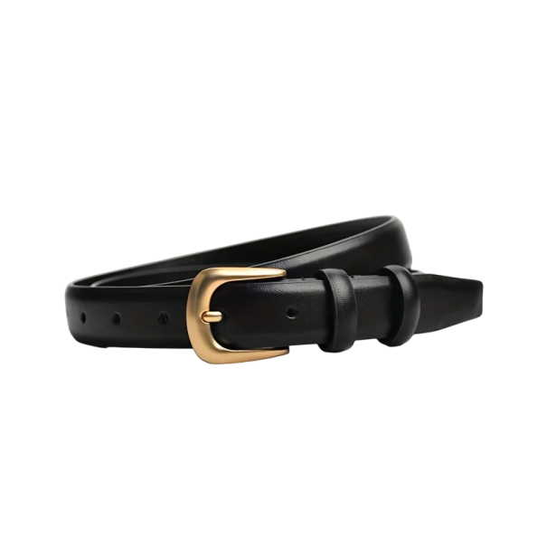 Cureaua de dama din piele PU cu catarama metalica Latime 2,4 cm Cureaua eleganta la moda pentru pantaloni si rochii Accesoriu elegant pentru munca si petrecerea timpului liber negru 105 cm